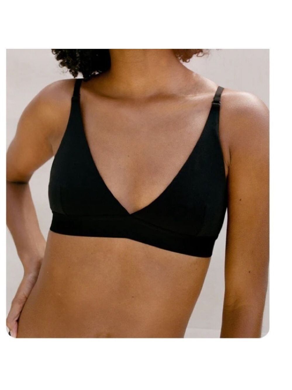 THIRDLOVE bra wireless padded triangle bra plunge neckline black size XL